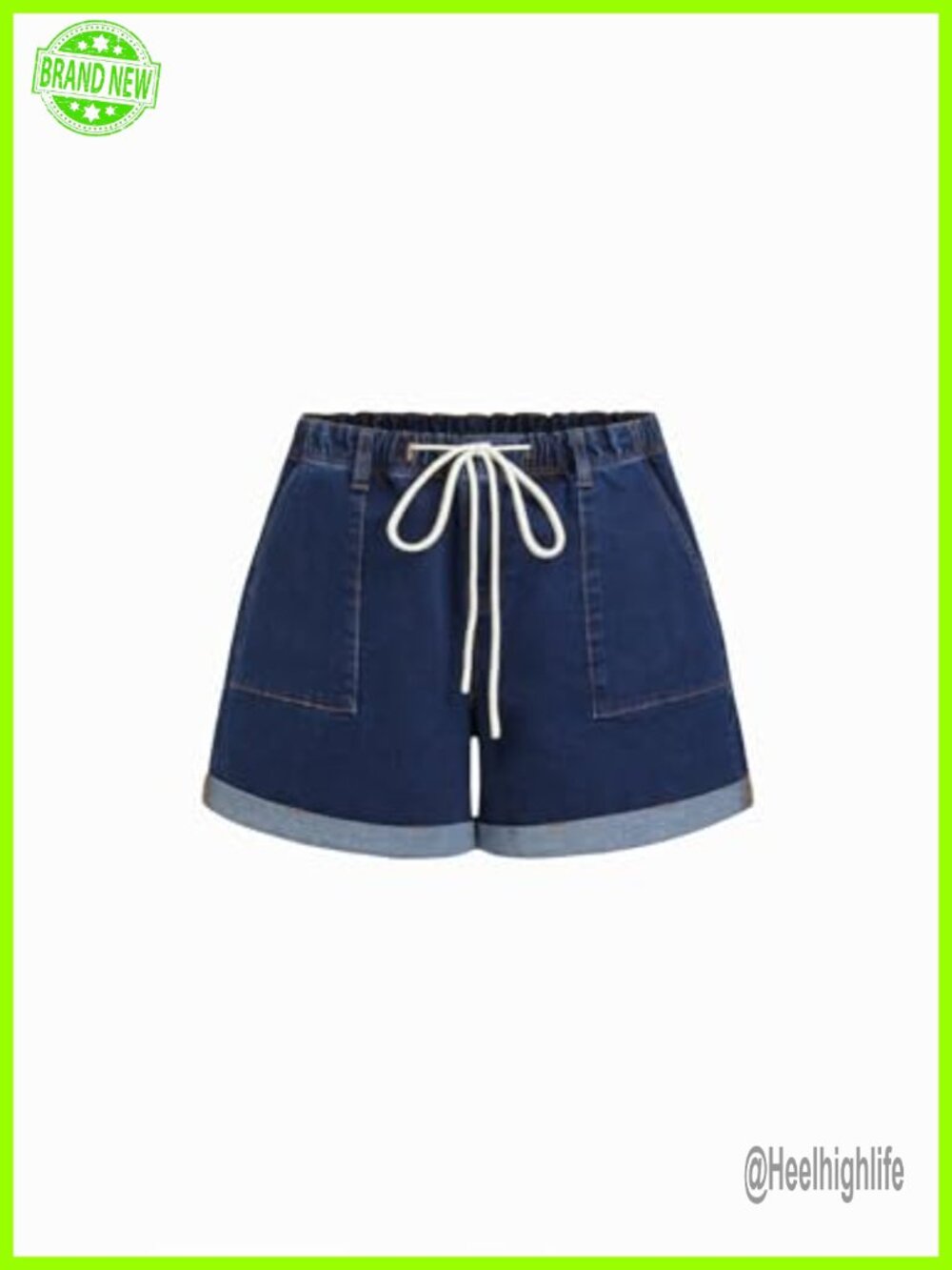 Women's Jean Shorts Drawstring Mid Waisted Denim Shorts with Pockets Casual